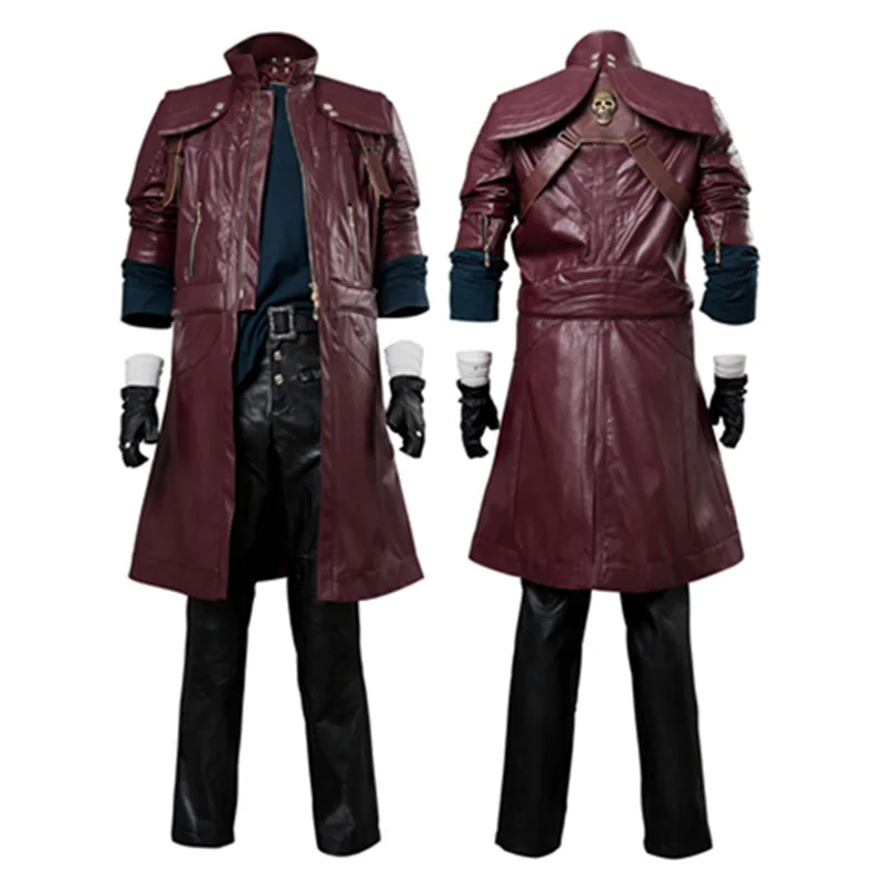 Costume de cosplay Dante pour homme, manteau de jeu DMC 5, chemise, pantalon, gants, perruque, tenues d'Halloween, déguisement de fête de carnaval imbibé