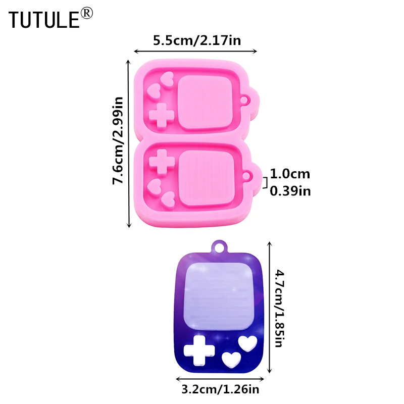 Shiny gameboy resina shaker Keychain Silicone Mold DIY Gameboy silicona resina pendiente mold Clay Epoxy Resin Accessories Molds