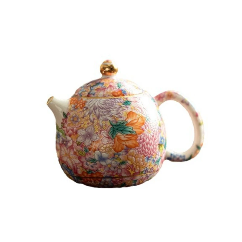 Enameled Ten Thousand Flowers Dragon Egg Pot Ceramic Handmade Brewing Teapot Kung Fu Tea Set Home Owner Tasting Tea Cups