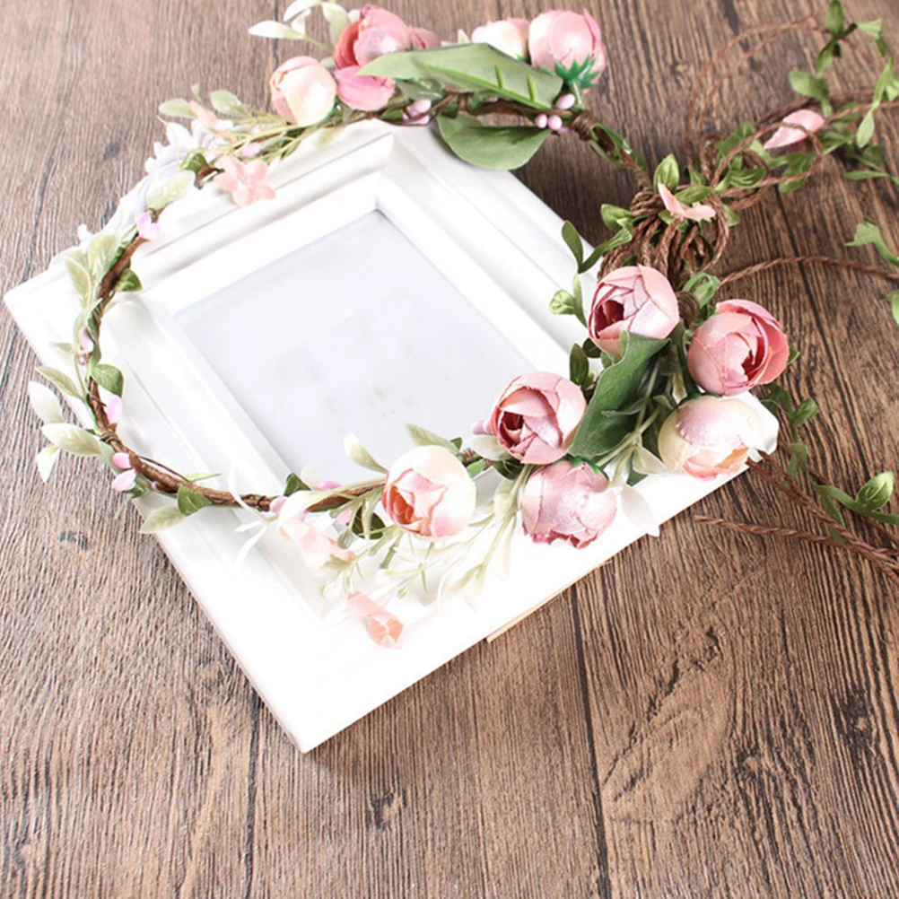 

1pc Simulate Flower Women Hair Wreath Flower Bride Headdress Wedding Bridal Headwear Party Photo Props Handmade Hair Accessory