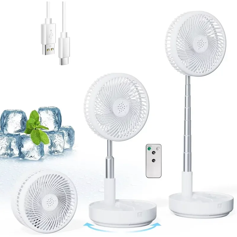 7200mAh Rechargeable Desktop Fan Foldable Remote Control Height Adjustable Portable Cooling for Home Office RV Travel Use