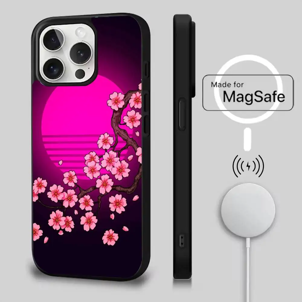 حافظة هاتف VHS Sakura Rewind لهاتف iPhone 17,16,15,14,13,12,11,Pro,Max,Plus,Mini,Air,SE شحن لاسلكي مغناطيسي جديد Magsafe