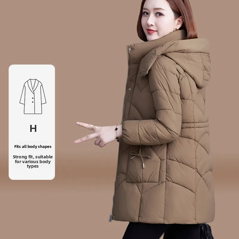 

Свободное хлопковое пальто 2025 года с отстегивающимся капюшоном для женщин среднего возраста, осенне-зимнее, повседневное