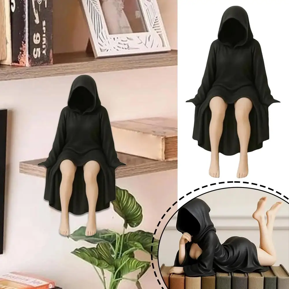 神秘的な女性の彫刻デスクトップ飾りハロウィン装飾デスクトップ飾り黒ホローブデスクトップホームルームの装飾