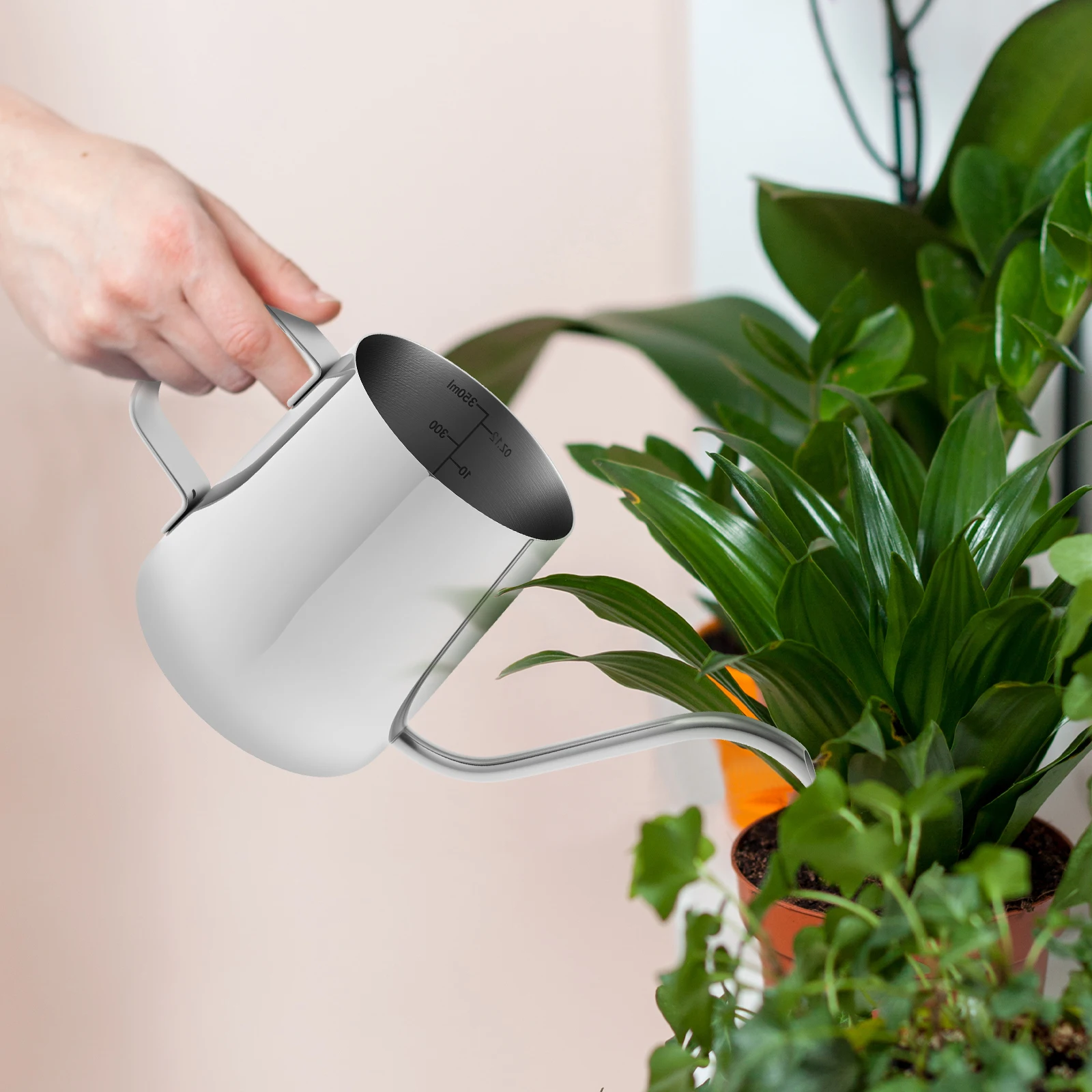 12oz/350ml Small Watering Can for Indoor Plants Rustproof 304 Stainless Steel Plant Watering Can with Ergonomic Handle for House