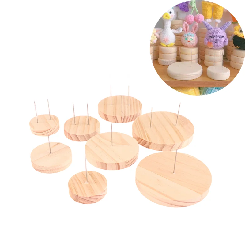 1Pcs Doll Display Rack Showcase Crochet Dolls Display Base Wooden Support Stand Holder