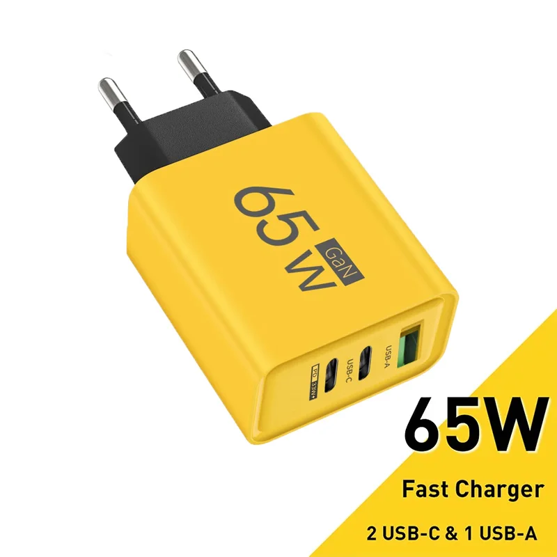 

GaN Type C PD Charger 3 Ports USB Fast Charging Mobile Phone Adapter Quick Charger 3.0 For iPhone 15 14 Xiaomi 15 Samsung Huawei