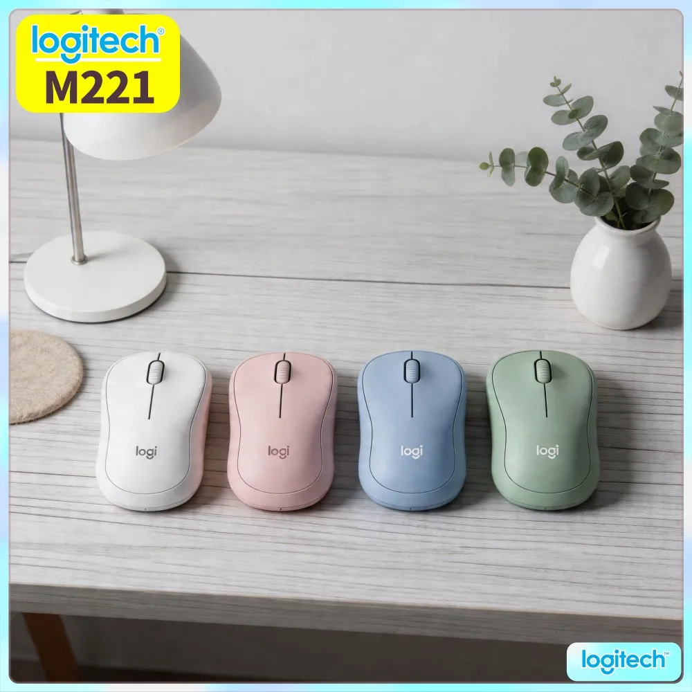 Logitech M221 Mute Office‑Grade Mouse,Ergonomic Hand‑Fit Design,Long Battery,2.4G Wireless,For Desktop Notebook Win Mac OS