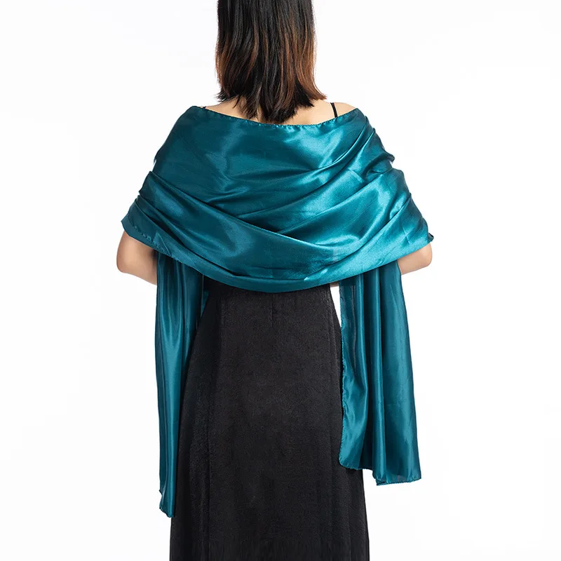 Fashion Women Long Satin Evening Dress Neck Guard Scarf Bandana Headscarf Thin Tassel Party Cloak Wedding Warm Shawl Q63