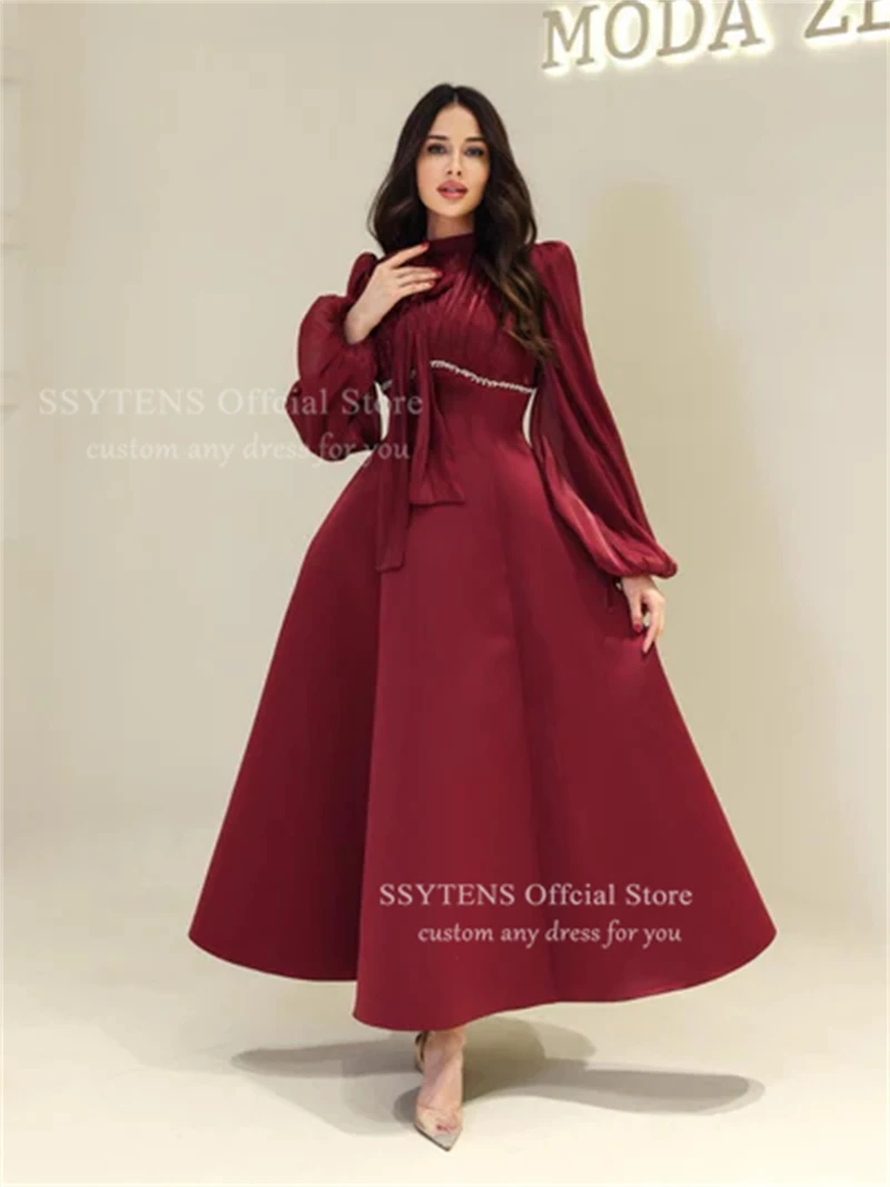 SSYTENS 우아한 A라인 반짝이는 이브닝 드레스 퍼플 정장 파티 가운 여성용 심플 사우디 비즈 웨딩 프롬 가운 맞춤 제작