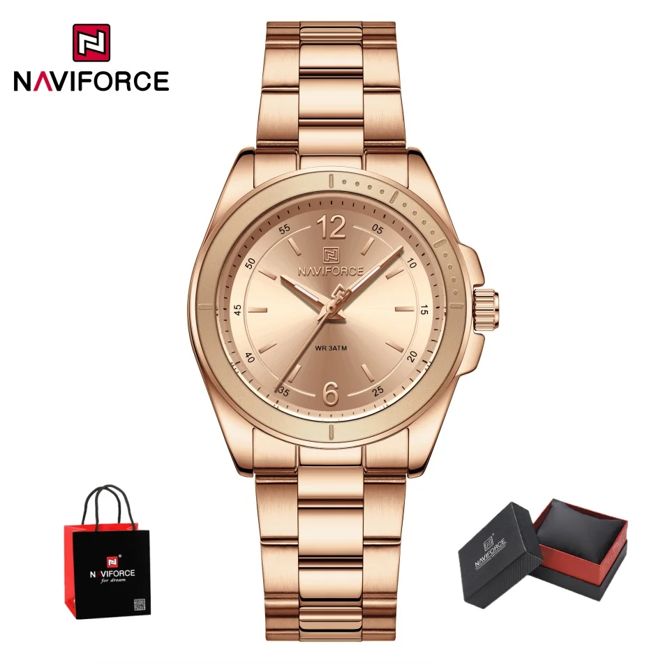 

NAVIFORCE 2025 модные роскошные женские часы 30 м водостойкие женские наручные часы из нержавеющей стали женский кварцевый браслет подарок для девочки