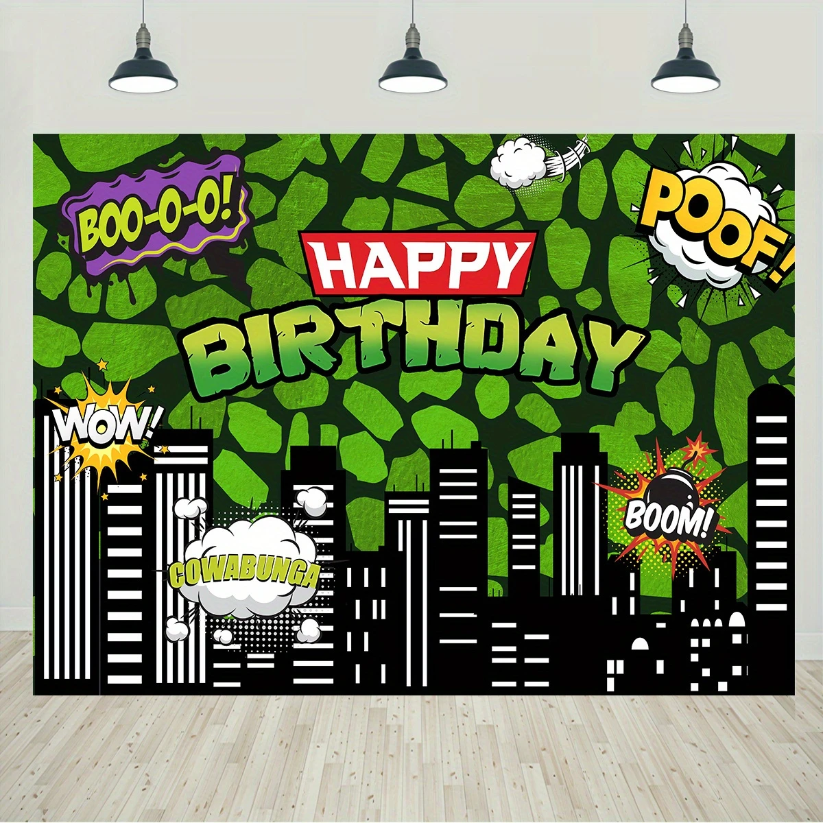 1pc Green Turtle Birthday Background - perfect for boy birthday parties, boy photo booths and birthday banner decorations