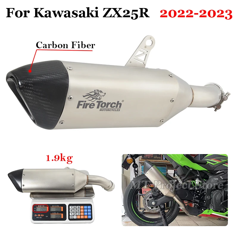 Slip On For KAWASAKI Ninja ZX5R ZX 25R ZX-25R 2022 2023 Motorcycle Exhaust Replace The Original Escape Moto Carbon Fiber Muffler