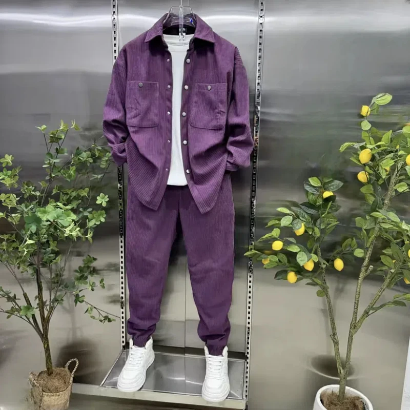 

New Men's Fashion Suit Versatile Shirt Jacket Straight Leg Casual Pants Two-piece Set