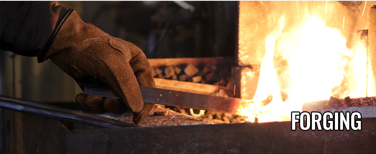 OneTigris Schweißhandschuhe, feuerfeste Leder-Arbeitshandschuhe für Herren/Damen, Forge BBQ, Camping, Holzofen, wärmeisolierendes Rindsleder – Detail 8