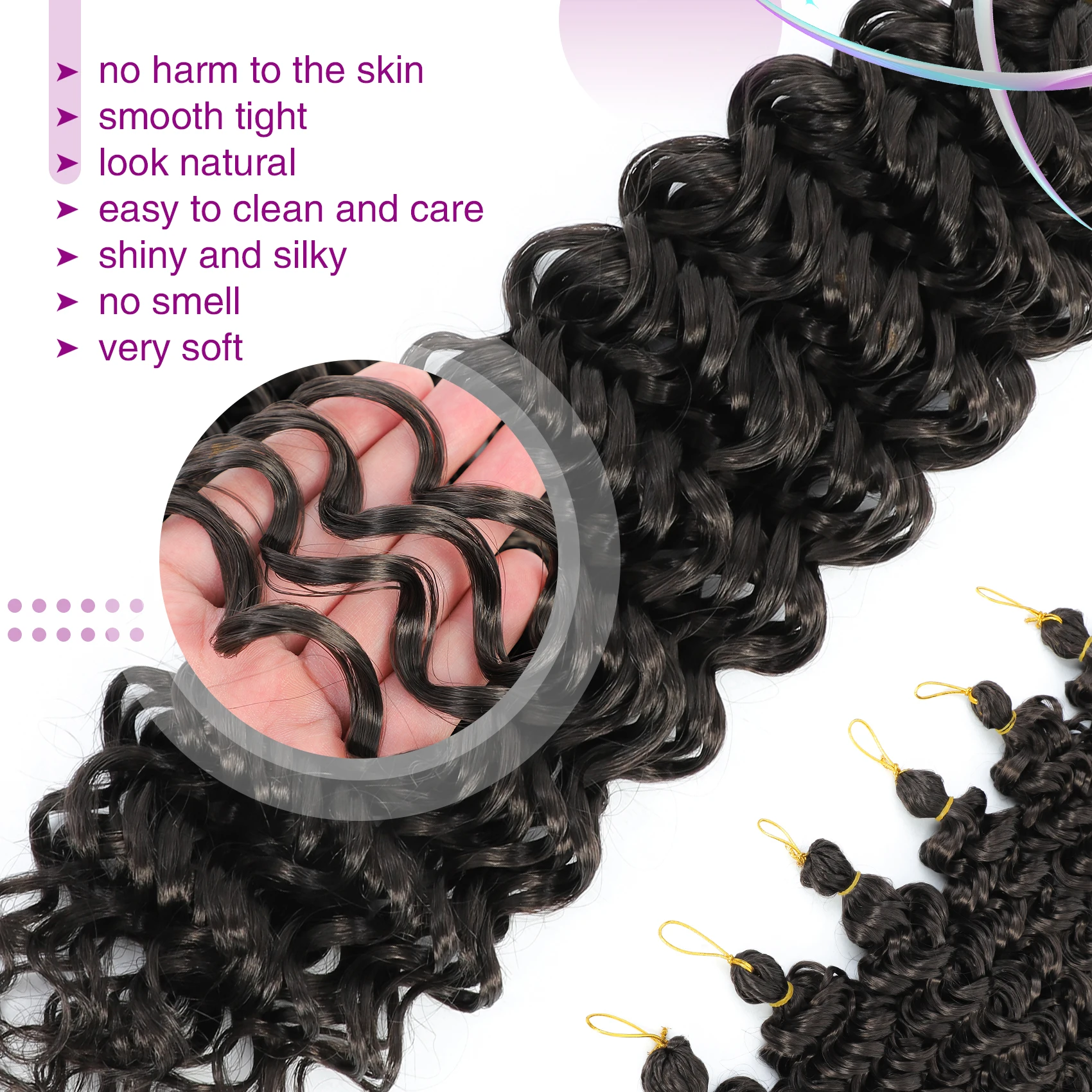 ضفائر كروشيه مجعدة 18 بوصة من GoGo، شعر كروشيه مموج عميق، شعر كروشيه صناعي مجعد