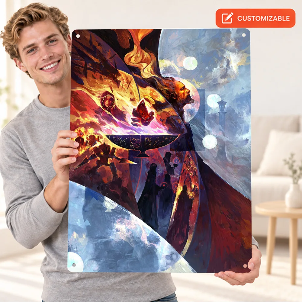 Urzas Command Aluminum Poster Customized Metal Sign Fantasy Character Illustration Wall Art For Gaming Room Housewarming Gift