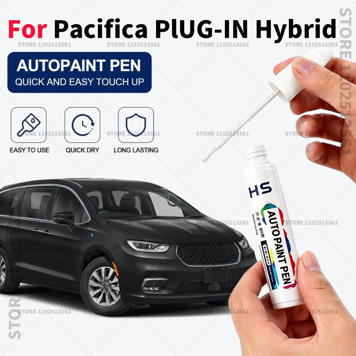 For Chrysler PacificaPlUG-IN Hybrid Car Paint Repair Pen Restores Original Factory Paint Finish Ceramic GIiray Bright White Blue