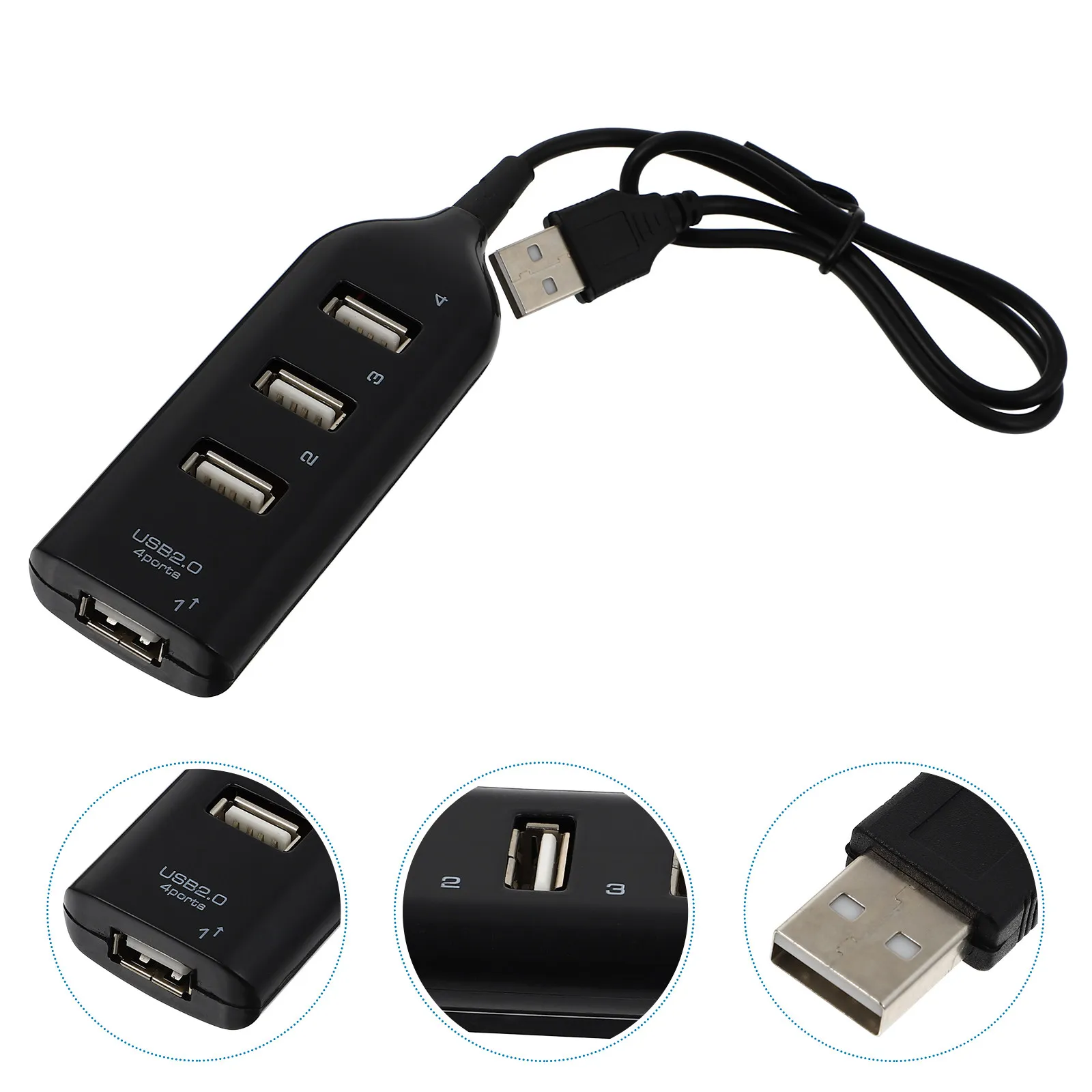 

1Pcs 4 Port USB 2.0 Hub USB Data Hub Portable Compact Design Easy Setup No Driver Required High for Pc Laptop