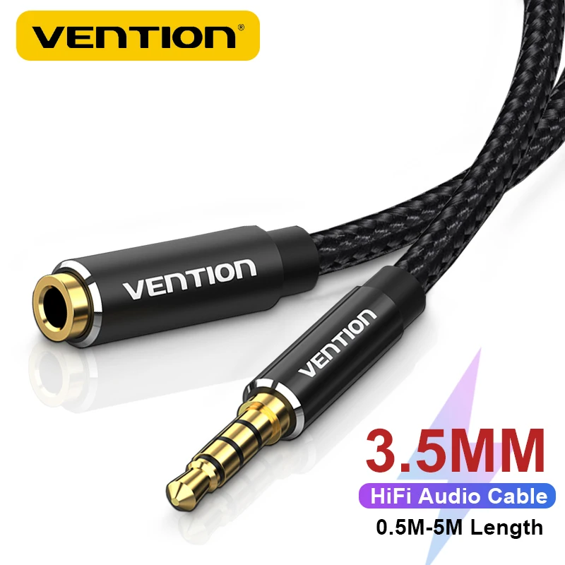 

Vention Headphone Extension Cable Jack 3.5mm Audio Aux Cable for Earphone Xiaomi Redmi 5 plus PC 3.5mm Male to Female AUX Cable