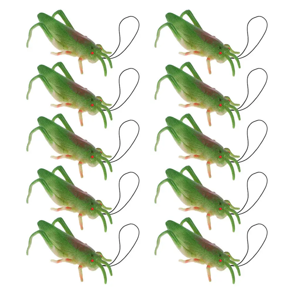 

10pcs Realistic Grasshoppers Tpr Safe Material For Kids Party Supplies Desktop Decor Cake Topper Favors Animal Figures