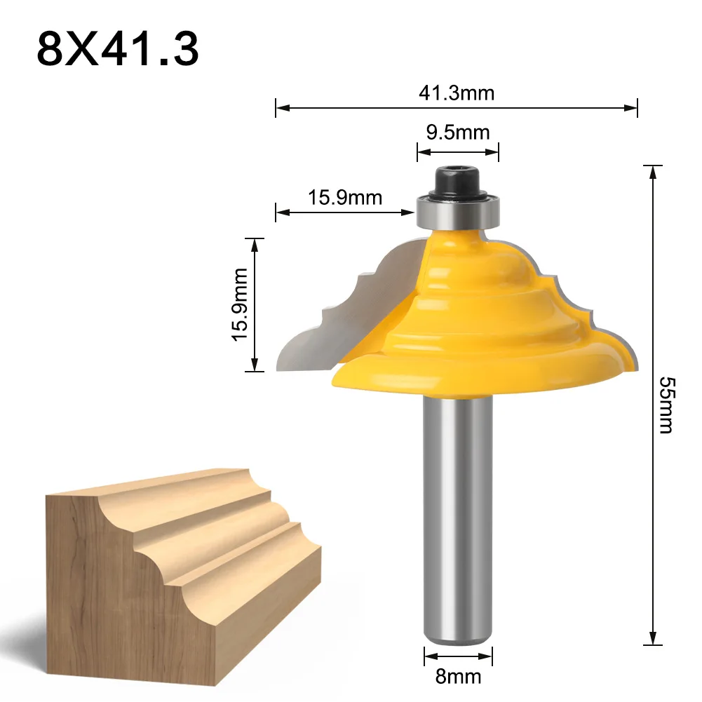 1PC 8MM Shank Milling Cutter Wood Carving Table Edge Router Bit - French Baroque Line Knife Woodworking Cutter Tenon Cutter Tool