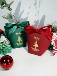 10/20/50pcs New Christmas Candy Box Gift Box White Cardboard Merry Christmas Add Holiday Atmosphere Creative DIY
