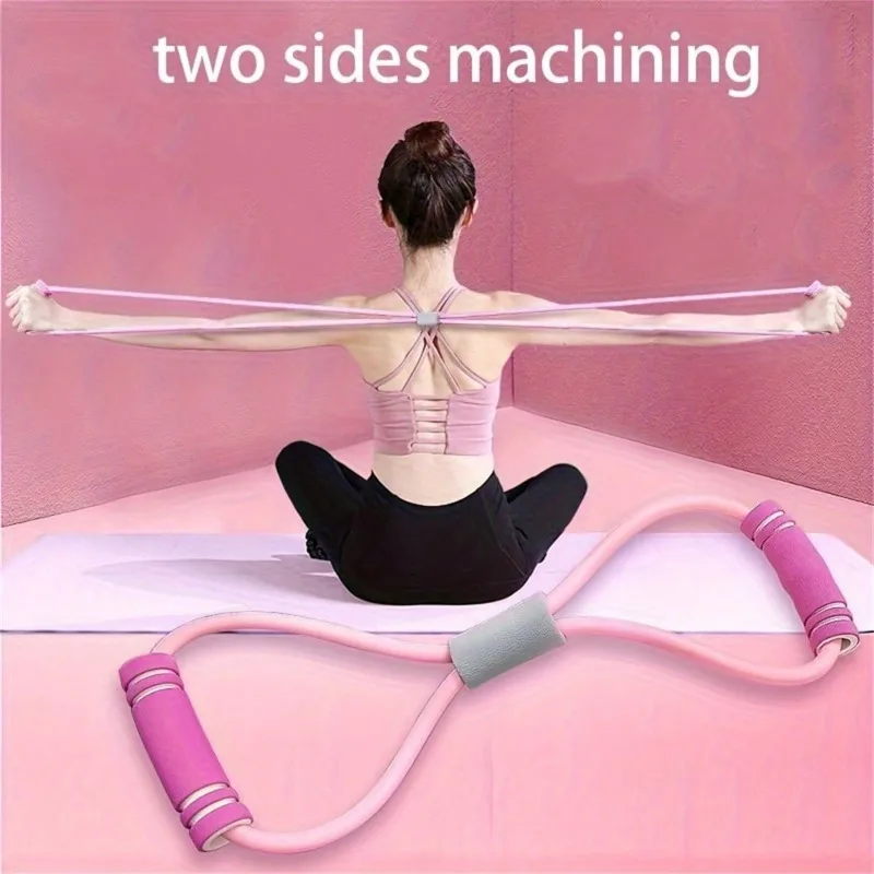 1pc 8-Shaped Yoga Tensioner Rope, Fitness Yoga Elastic Resistance Band, Suitable For Shoulder Back And Neck Stretching Exercise