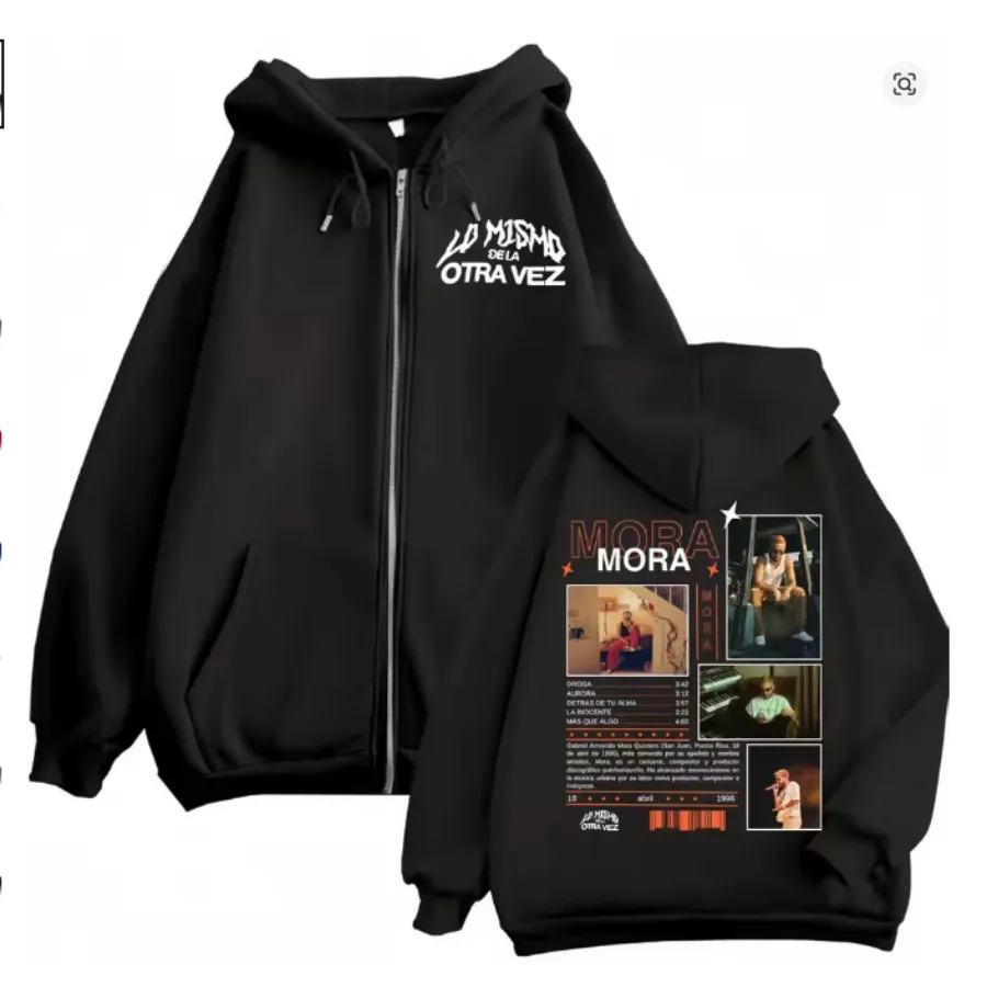 Rapper Mora Lo Mismo De La Otra Vez Tour Zip Up Hoodie Women Men Harajuku Sweatshirt Streetwear Hip Hop Zipper Hooded Jacket