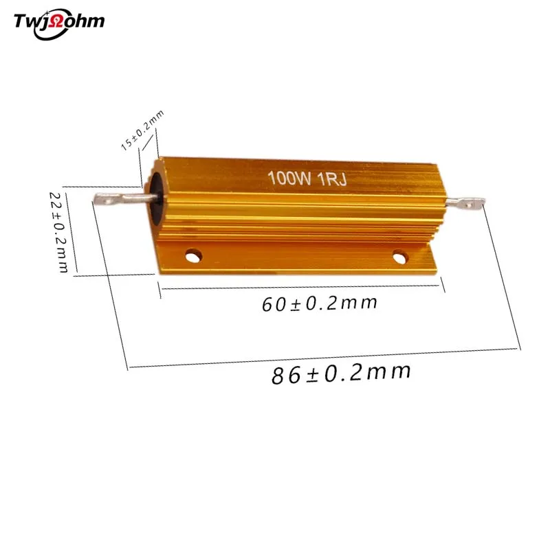 Resistencia de alta potencia piezas, carcasa de aluminio con disipación de calor, 2 RX24-100W. 0,5r 8ROhm 47R20R1K20K