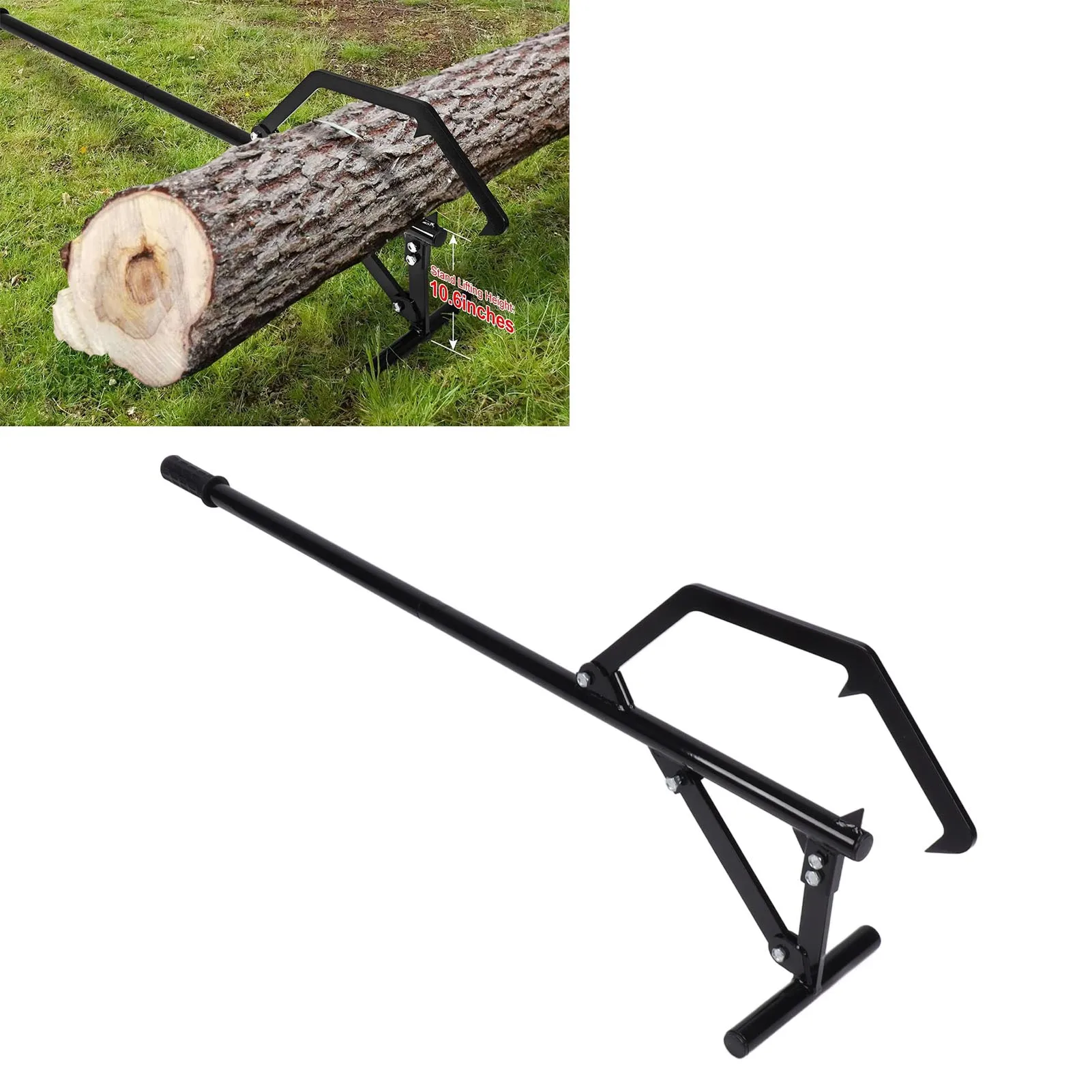 

51in Log Lifter Adjusting Tilt Hook Rubber Non Slip Handle Log Wood Roller Lifter Jack for Farm