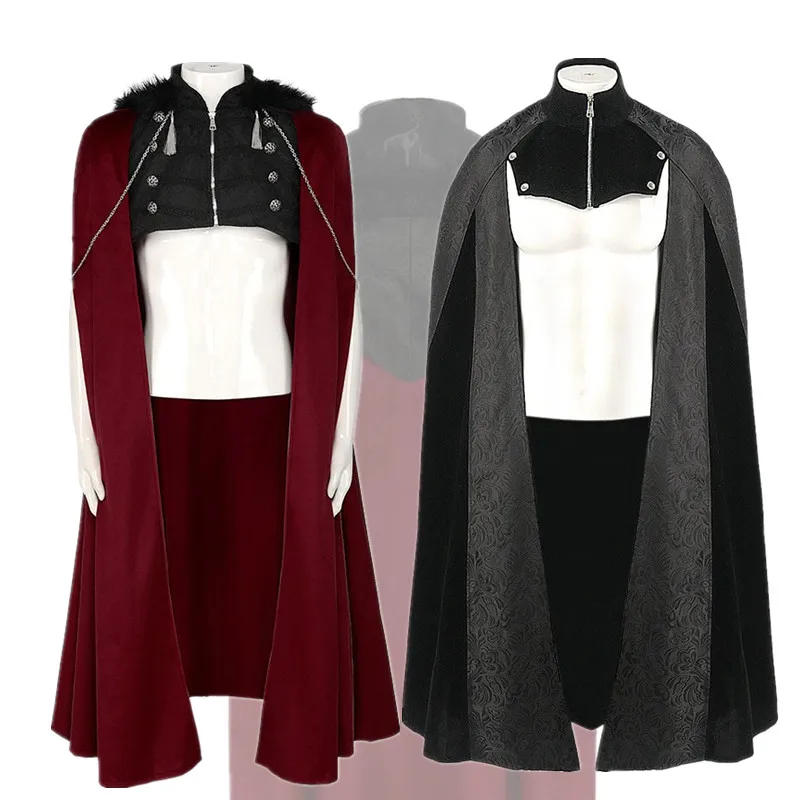 

Medieval Long Vintage Court Robe Samurai Steampunk Cloak Outerwear Halloween Costume Women's Ethnic Stage Clothing