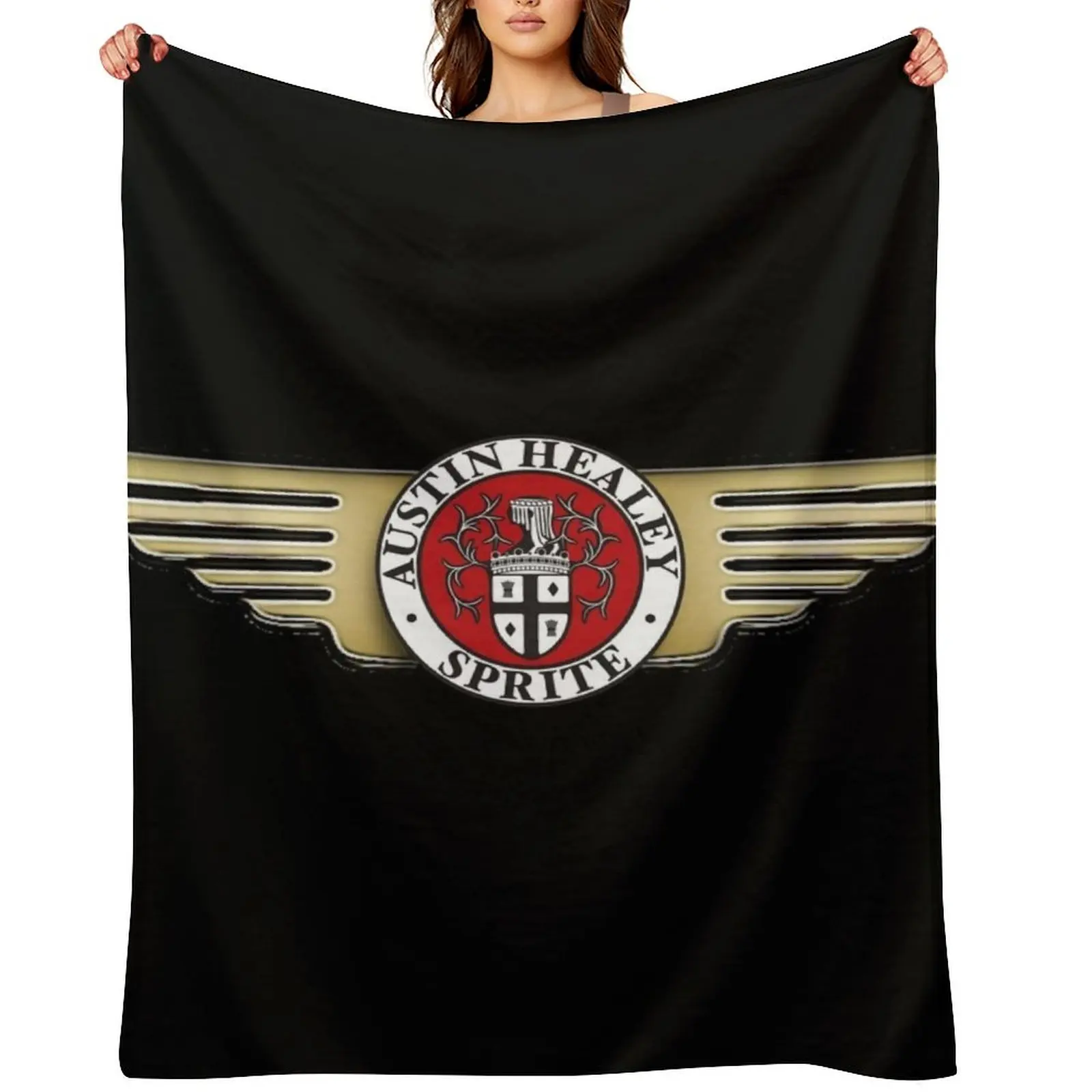 

Austin Healey Sprite Emblem Throw Blanket Decorative Throw Furrys Travel Winter beds Blankets