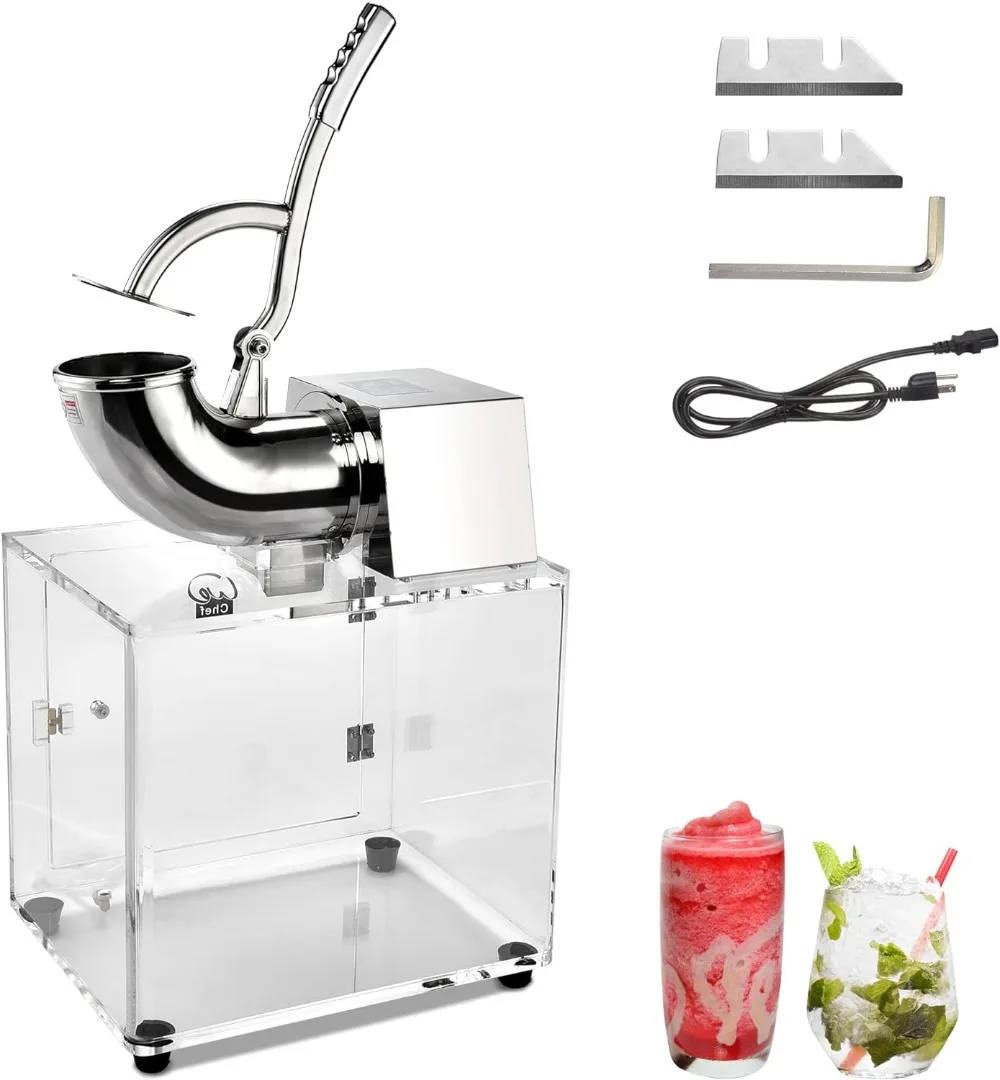 Neve elétrica Cone Machine, Slush Maker, aço inoxidável Ice Shaver, Dual Blades, Casa e Comercial, 250W, 440lbs