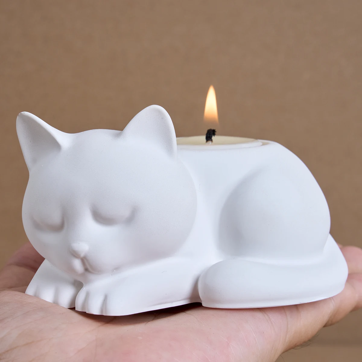 

3D Sleeping Cat Memorial Silicone Mold for Resin Cat Candle Holder Angel Animal Keepsake Sympathy Gift DIY Remembrance Craft