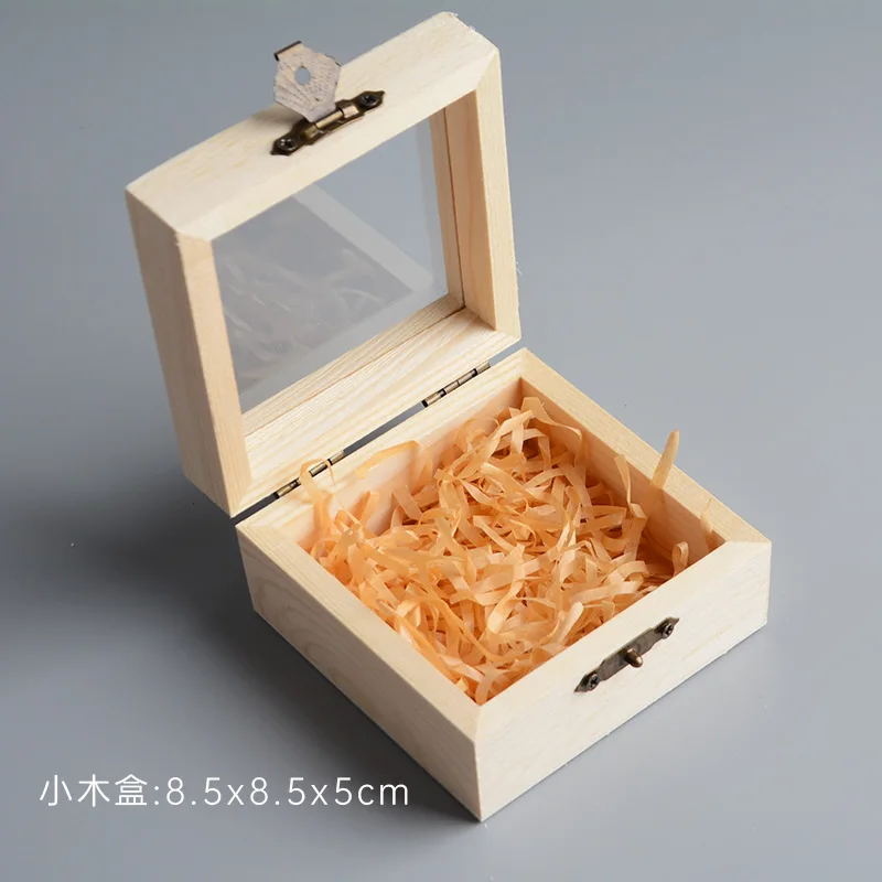 Wooden Gift Packaging Retro Cassette Lafite Grass Cover Retro Glass Box Jewelry Boxes Decoration Crafts Jewel Case Necklace Box