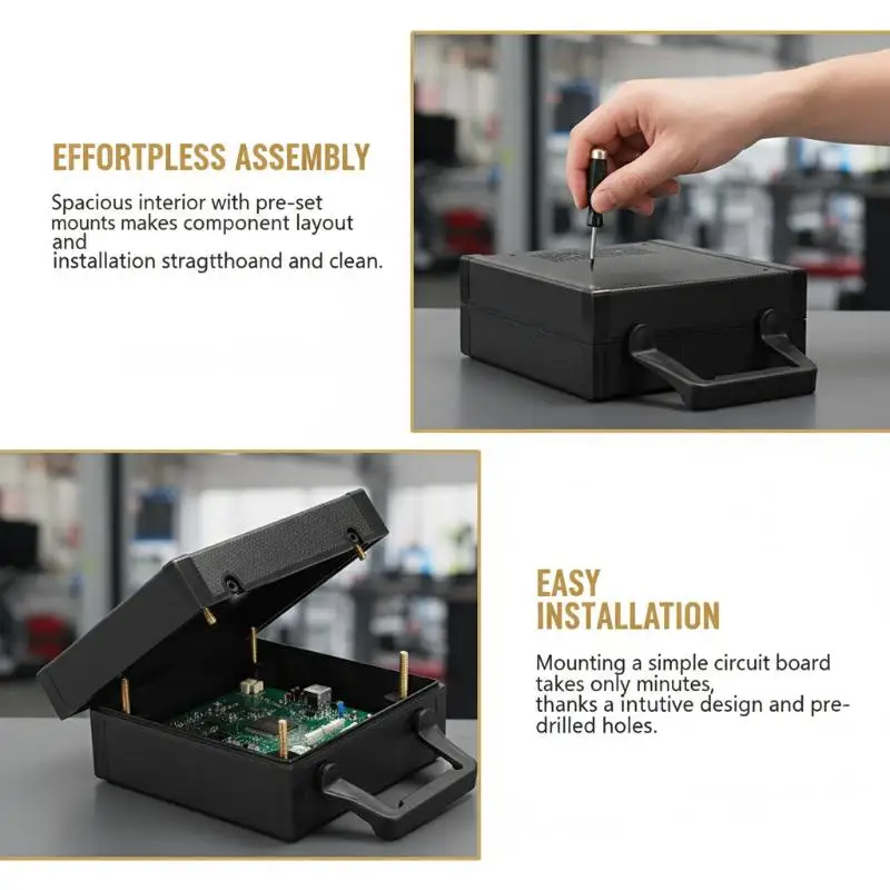 Waterproof Plastic Electronic Enclosure Box 200x175x70mm for DIY Projects Durable Black Case Outdoor Protection