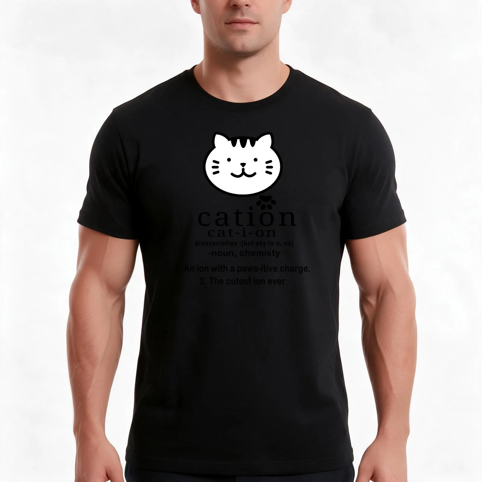 cat-ion Cation is the cutest ion in chemistry T-Shirt Summer Casual Cotton Tee Oversized Streetwear Tops Unisex Men Women