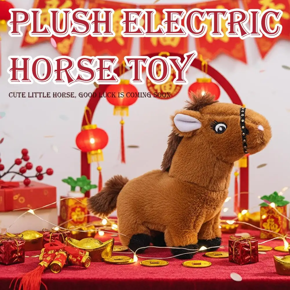 Jouet cheval électrique en peluche interactif, poney de marche réaliste, animal de compagnie électronique mignon pour enfants garçons filles sans batterie