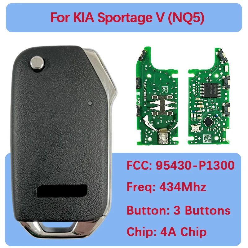 CN051160 Originale PCB Flip Chiave A Distanza Fob 3 Bottoni di Controllo 4A Chip 433 Mhz FCC 95430-P1300 Per KIA Sportage Carnevale V NQ5 2021 +