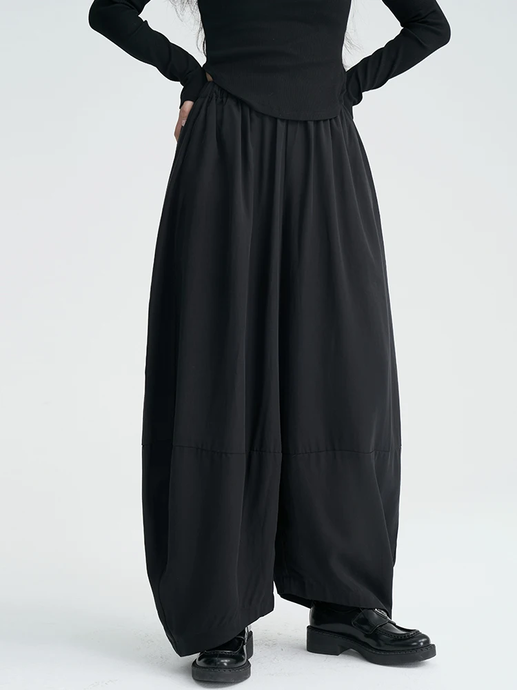 

Land And Mountain Island Design Sensation Dark Style Women's Casual Pants Silk Draping Wide Leg Pants High Waist Loose Fit