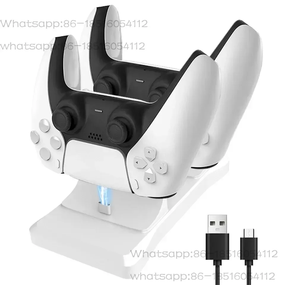 Dual Controller Charging Stand for Playstation 5 Controller Charger Station PS5 with Fast Charging AC Adapter 5V 1.2A