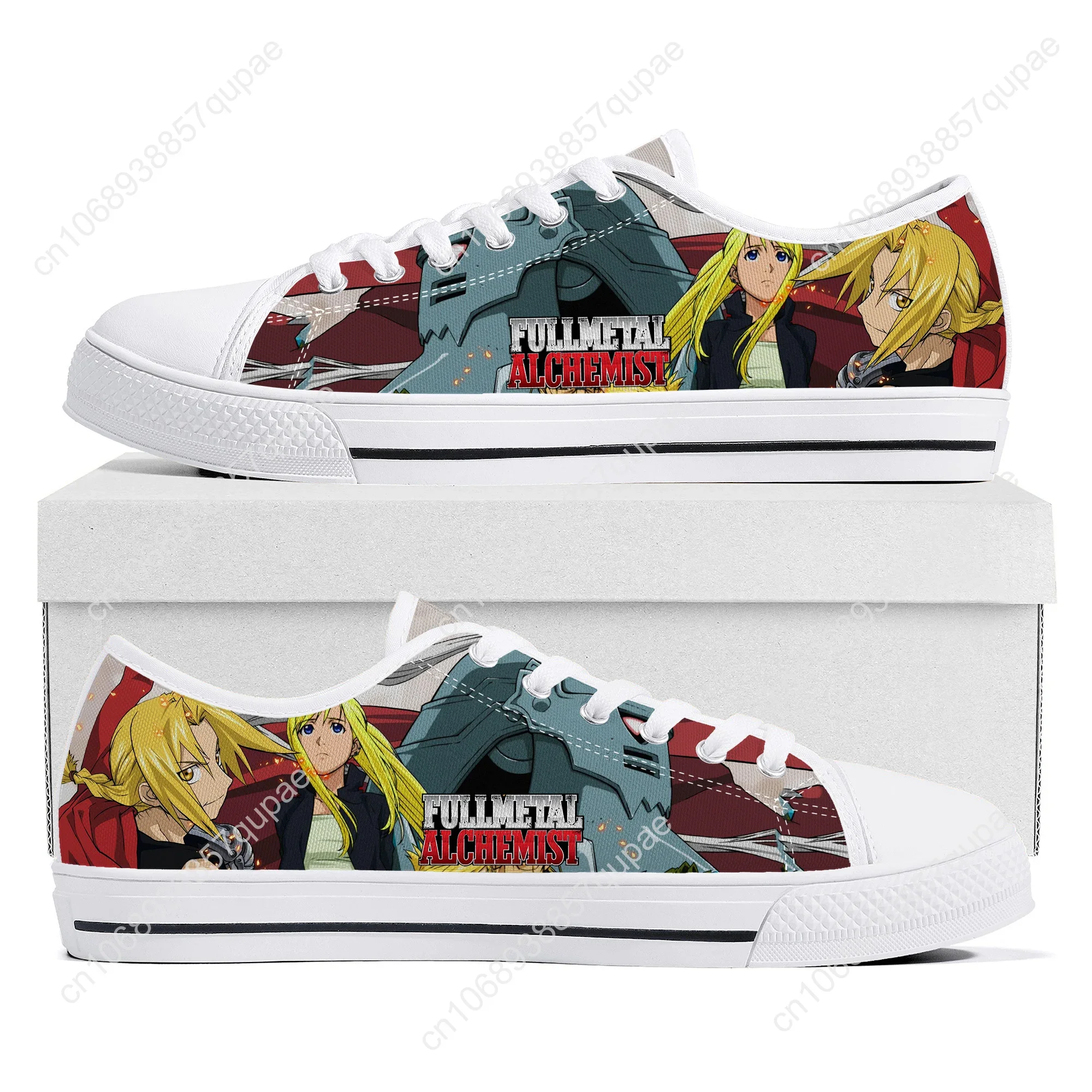 Fullmetal Alchemis Low Top Sneaker Men Women Teenager Canvas High Quality Sneaker Casual Custom Made Shoes Customize DIY Shoe