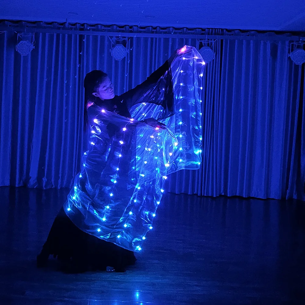 Led Veils Light Colorful Silk Performance Props Accessories Rainbow Rectangle Belly Dance Circus Costumes Festival Show