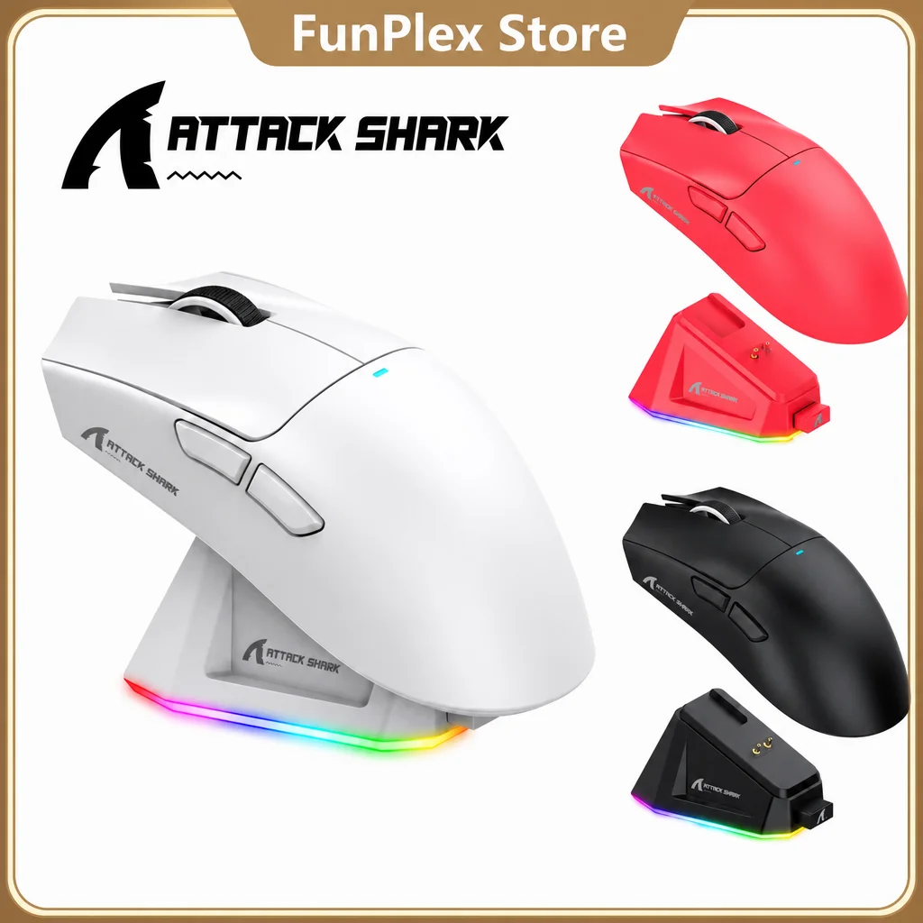 Attack Shark X11 PAW3311 Wireless Gaming Mouse Triple Mode Ultra Light Magnetic Charging Dock RGB For Desktop Laptop Gamer