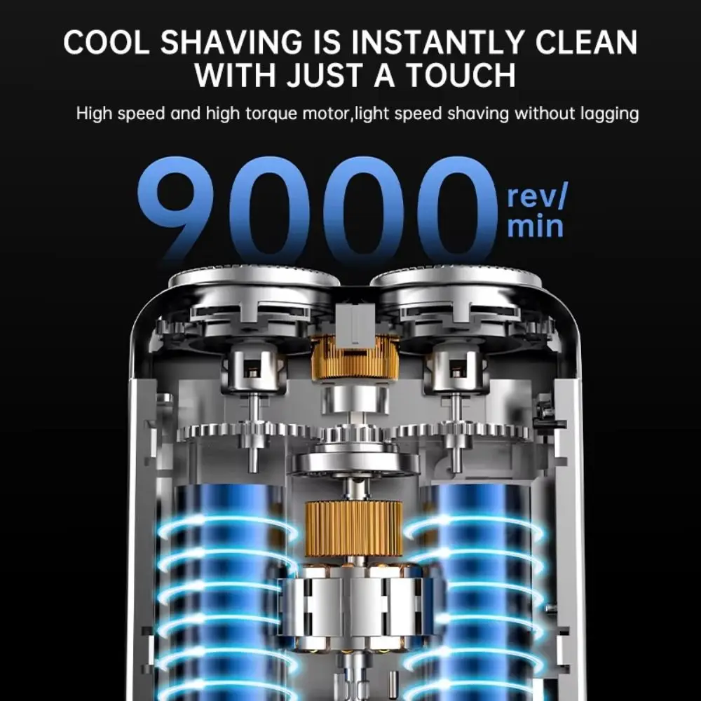 

Mini Men's Electric Shaver Double Head Waterproof Beard Trimmer Efficient Shaving Wet and Dry Shaving Portable Rotary Razor