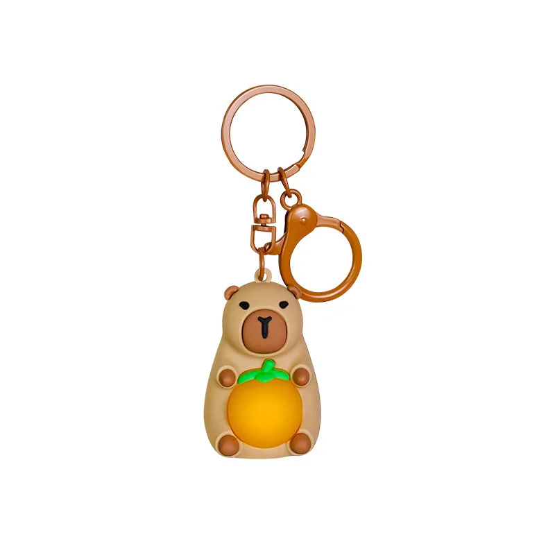 Porte-clés créatif avec veilleuse capybara orange, pendentif animal mignon, sac à dos capybara, jouets émettant de la lumière, cadeaux, nouveau