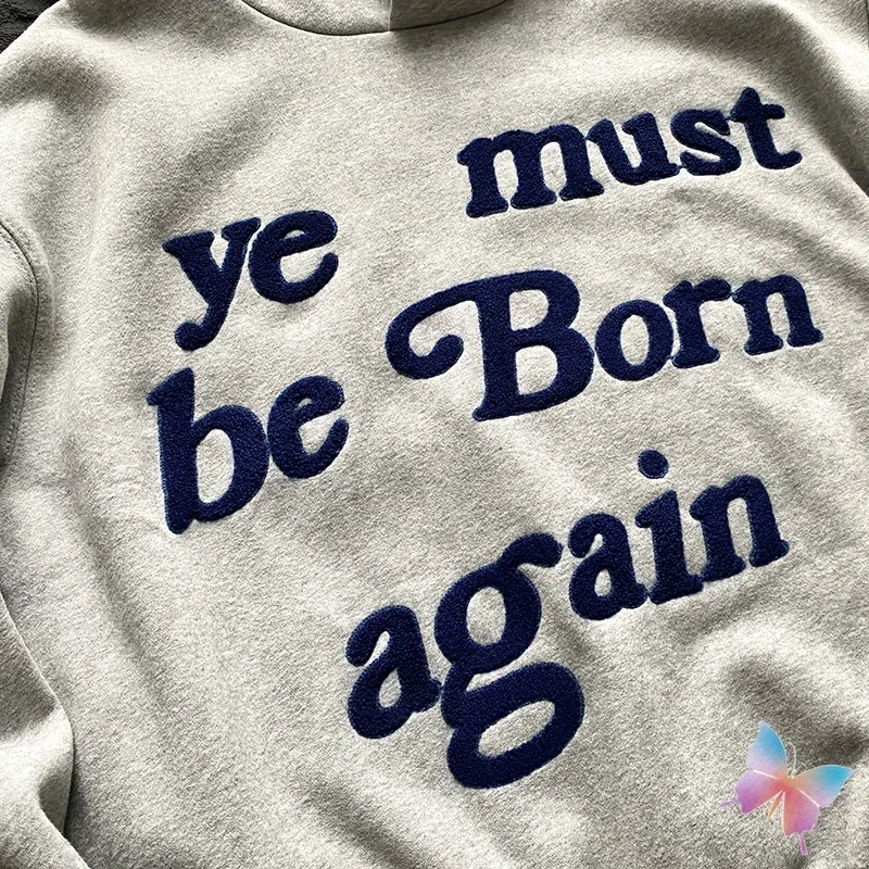 New Towel Embroidered Gray Kanye Ye Must Be Born Again Hoodies High Quality Foam Letter Print Casual Men Women CPFM Sweatshirt