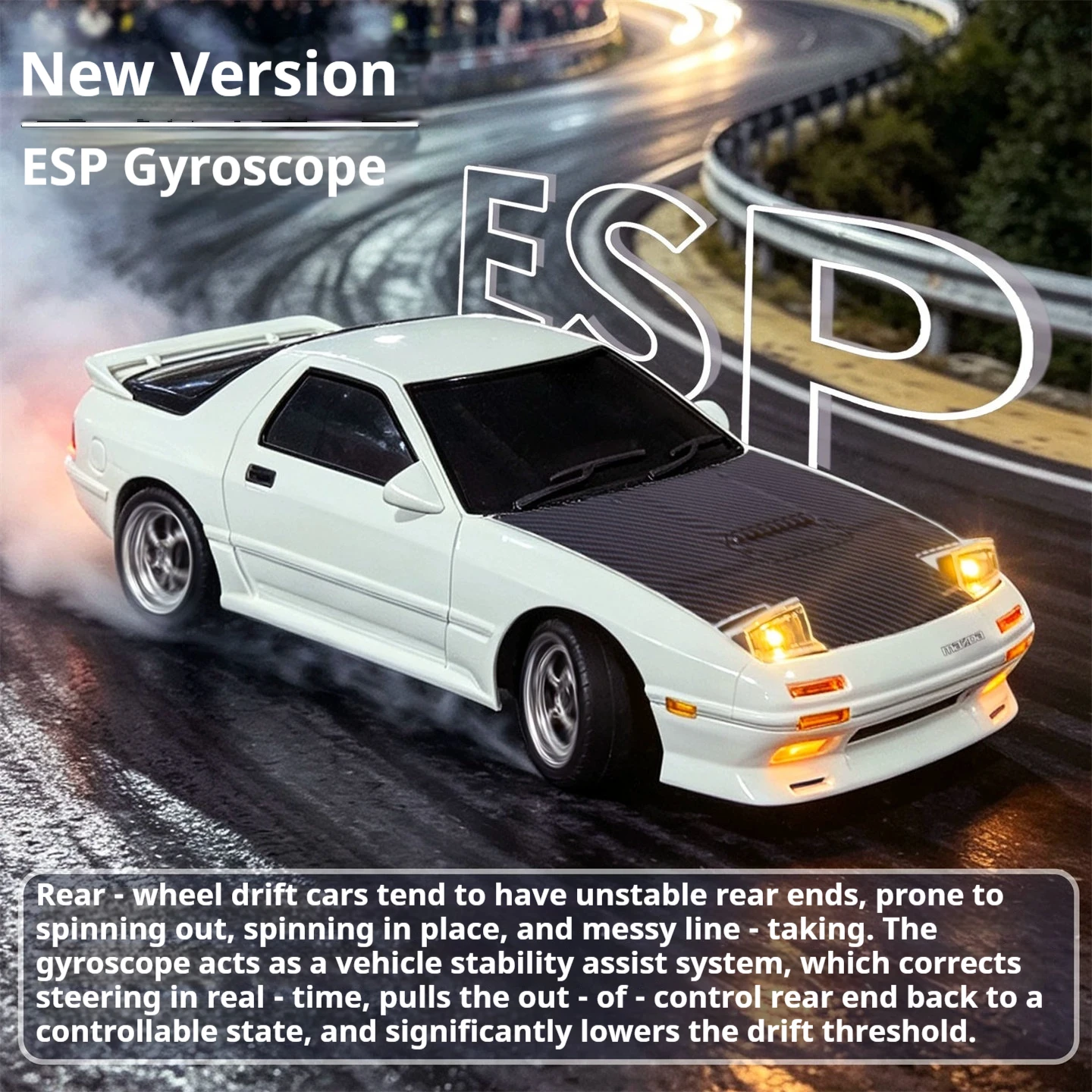 LD1802 1:18 Licensed RX‑7 FC3S RWD RC Drift Car Built-in Gyroscope Full Proportional Remote Control Toy Vehicle