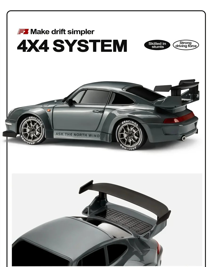 Oike 4WD Ferngesteuertes Drift-Auto 1:24 Mini Ferngesteuertes Rennauto Modell 2.4G Funk Hochgeschwindigkeits 4X4 RC Auto Fahrzeug Spielzeug – Detail 8